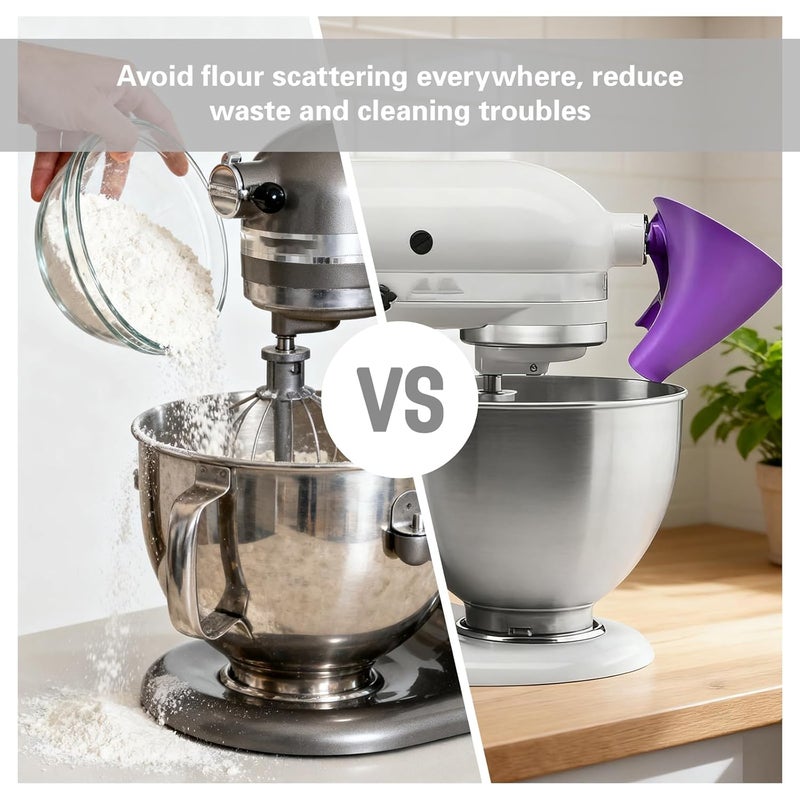 POMFAEE Flour Funnel for Kitchen Aid Mixer, Stand Mixer Attachment, Plastic Powder Funnel with Easy-Pour, Prevents Spills and Messes,Easy Pouring Design for Egg Liquid and Both Flour（Green） - Image 5